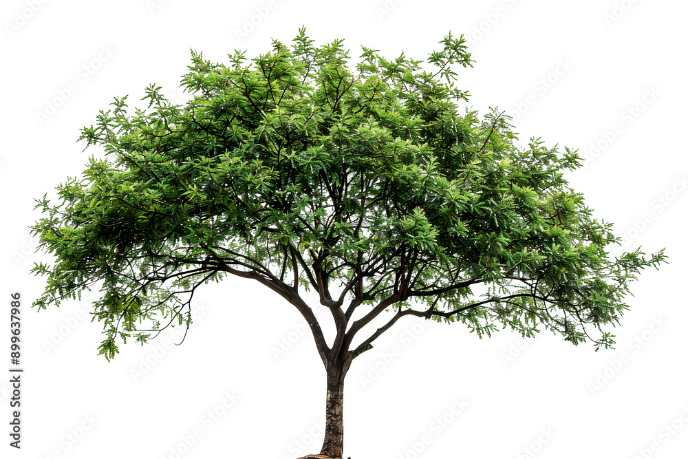 Green tree isolated on transparent background, design element