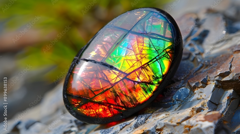 An iridescent crystal showcasing a spectrum of colors, crafted into a smooth, artistic shape. An iridescent crystal showcasing a spectrum of colors, crafted into a smooth, artistic shape.