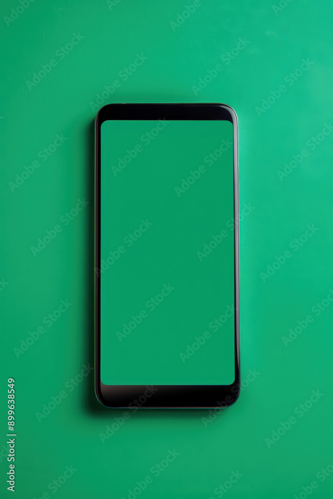 Modern smartphone with blank screen lying on a vibrant green surface, perfect for mockups or technology-focused projects. Modern smartphone with blank screen lying on a vibrant green surface, perfect for mockups or technology-focused projects.