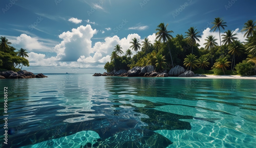 Obraz premium Serene Tropical Paradise at Dawn