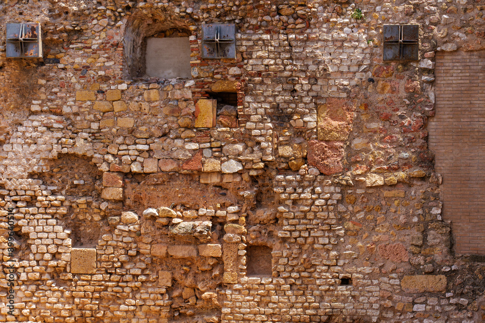 Fragment Of Ancient Brick Wall In Tarragona City Fragment Of Ancient Brick Wall In Tarragona City