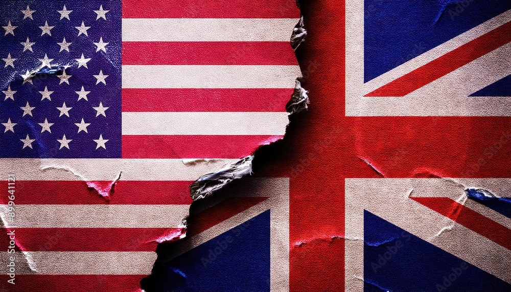 Obraz premium United States and United Kingdom Flag Split Design