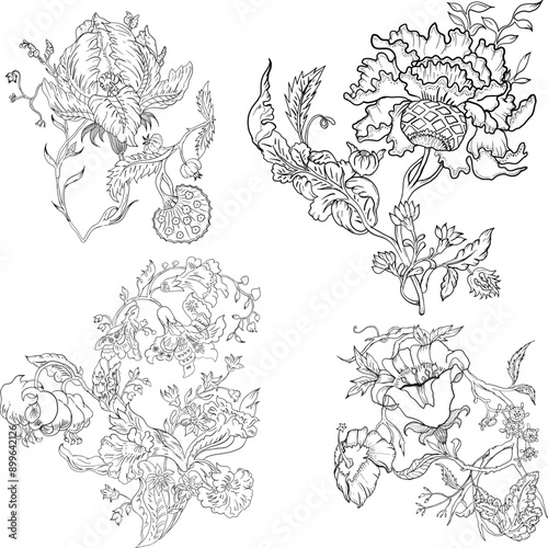 Wallpaper Mural Abstract Flower Line Art Vector Torontodigital.ca