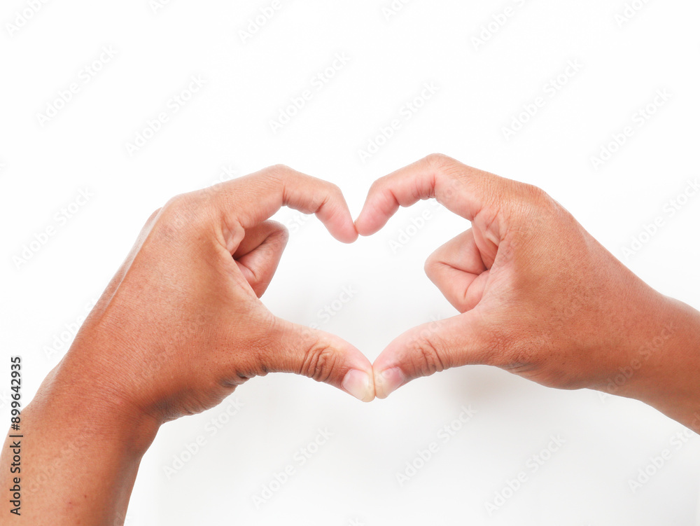 male hands making sign Heart by fingers, isolated on white background Love concept on Valentine day. male hands making sign Heart by fingers, isolated on white background Love concept on Valentine day.