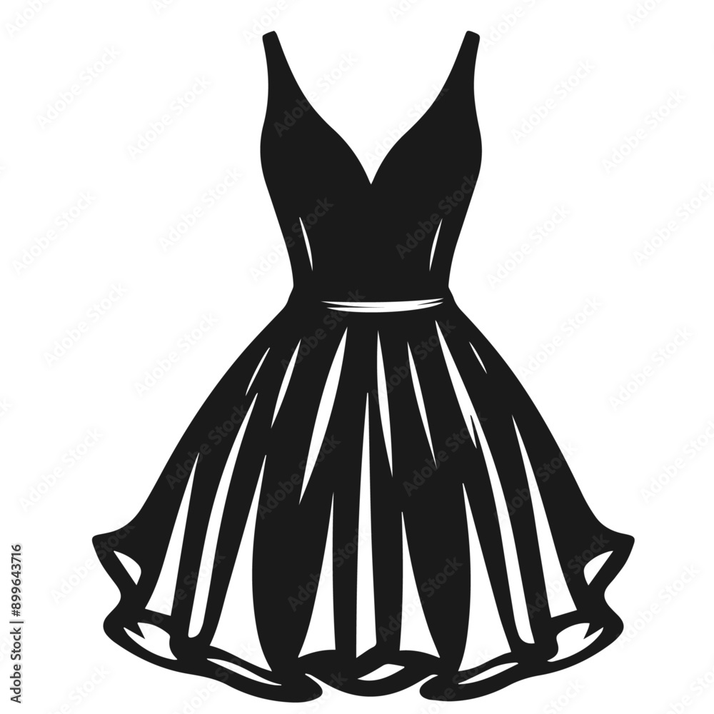 Clean Black and white vector silhouette of a Dress on white background Clean Black and white vector silhouette of a Dress on white background