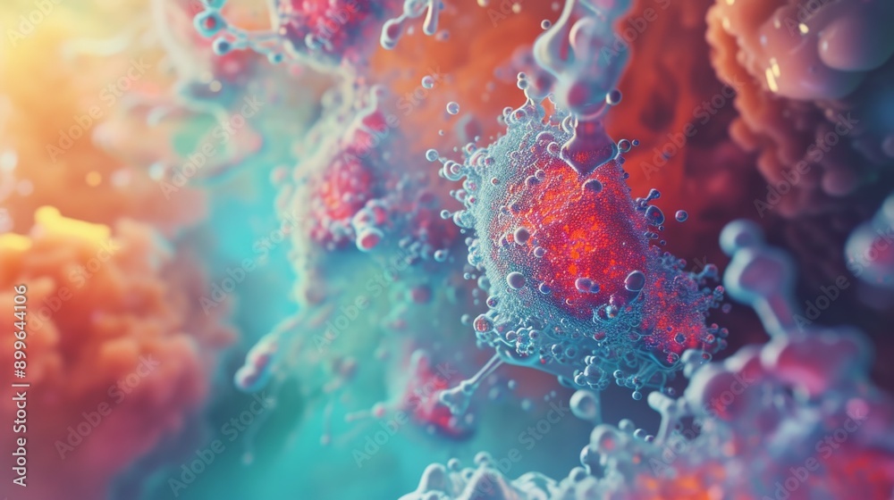 A detailed, colorful microscopic view showcasing cells and organisms in a vibrant, abstract composition. Perfect for scientific, biological, and educational themes. A detailed, colorful microscopic view showcasing cells and organisms in a vibrant, abstract composition. Perfect for scientific, biological, and educational themes.