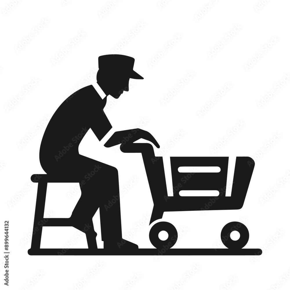 Clean Black and white vector silhouette of a Trolley on white background Clean Black and white vector silhouette of a Trolley on white background