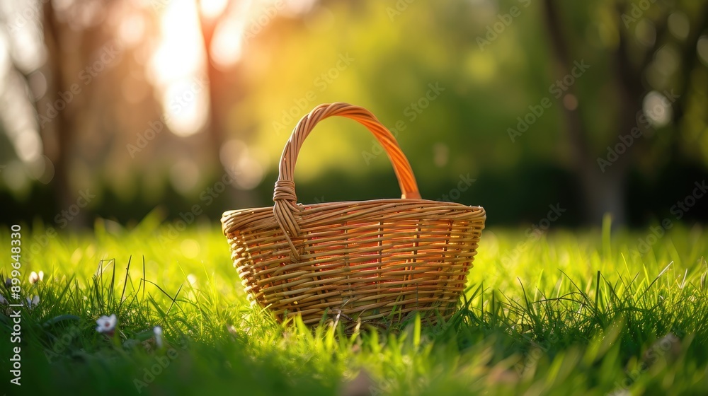 Beautiful Wicker Basket on a Fresh Meadow Beautiful Wicker Basket on a Fresh Meadow