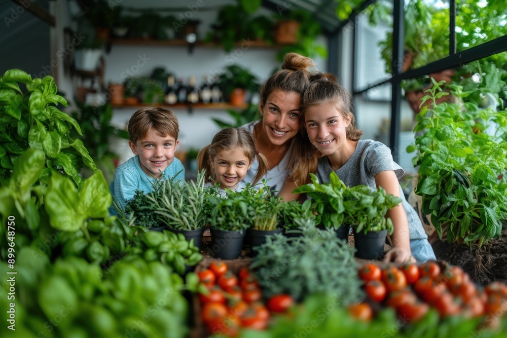 Three Asian girls picking fresh vegetables and salads at the market Three Asian girls picking fresh vegetables and salads at the market