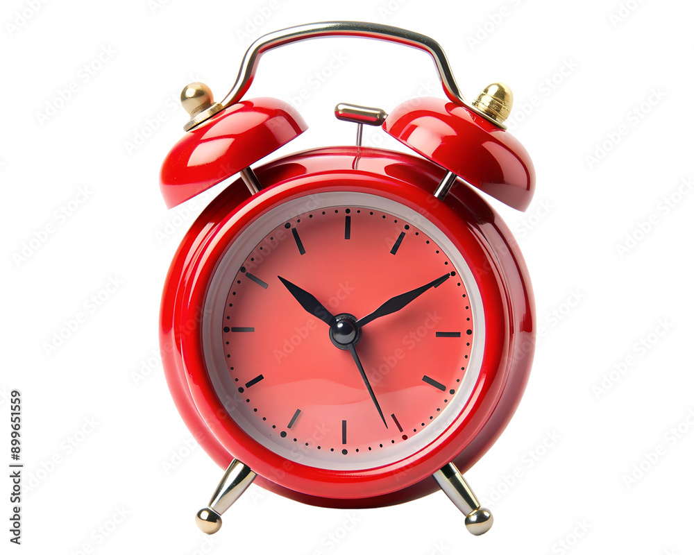 Red alarm clock isolated on white transparent background, png element clipart Red alarm clock isolated on white transparent background, png element clipart