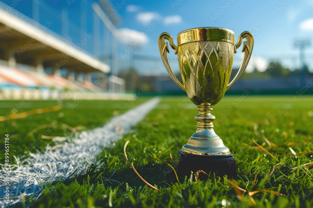 Damaged Sports Trophy Displayed on Field Damaged Sports Trophy Displayed on Field