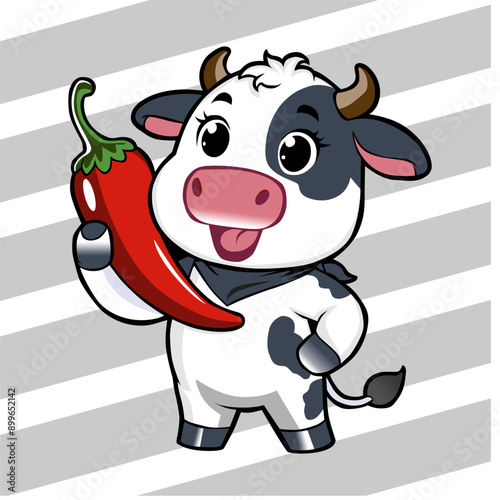 a cow with a bell pepper on its head