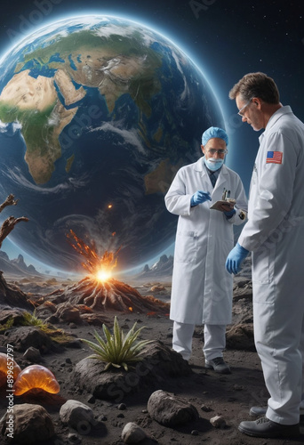  Scientists exploring the origins of life on Earth. 