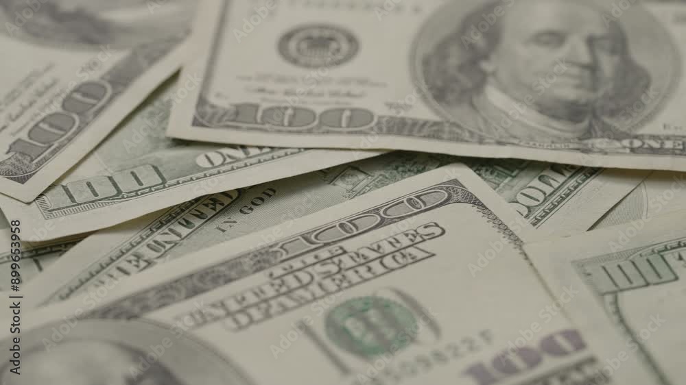 Closeup slide background of 100 dollar bills old style