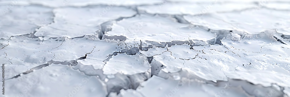 Fototapeta premium A detailed and realistic 3D rendering of an icy surface with intricate crack patterns, showcasing the texture and cold environment. 