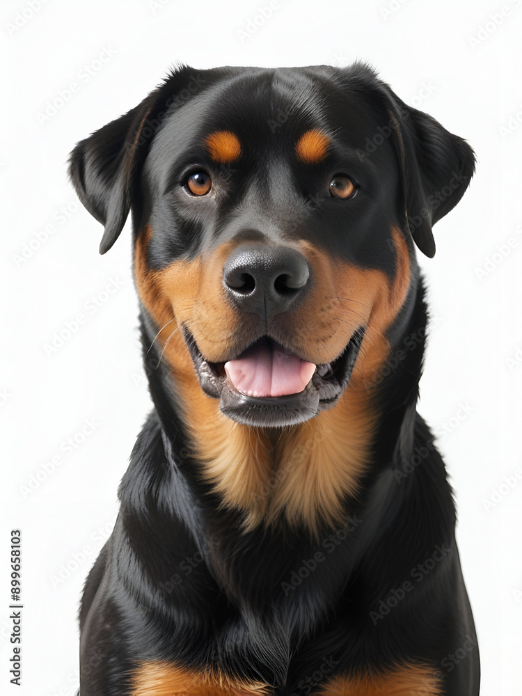 Rottweiler dog on white background, Rottweiler portrait Rottweiler dog on white background, Rottweiler portrait
