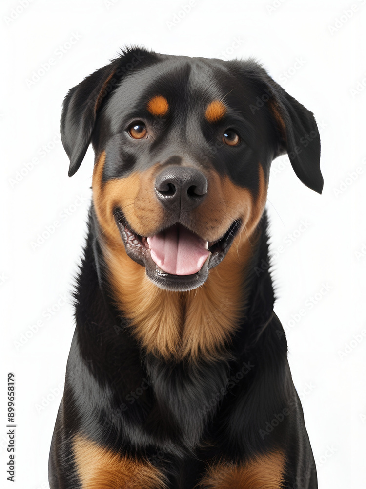 Rottweiler dog on white background, Rottweiler portrait Rottweiler dog on white background, Rottweiler portrait