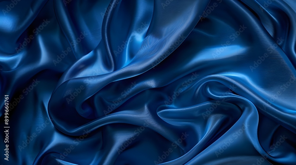 Close-up view of blue silk fabric, showcasing its smooth texture and elegant draping Close-up view of blue silk fabric, showcasing its smooth texture and elegant draping