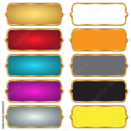 Set of decorative luxury golden arabic islamic banner title frame transparent background gold text box clipart	
