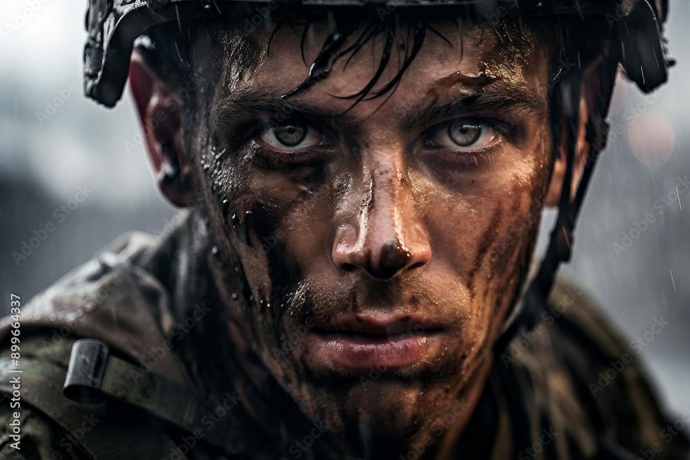 Generative AI illustration of brave soldier in uniform in the army Generative AI illustration of brave soldier in uniform in the army