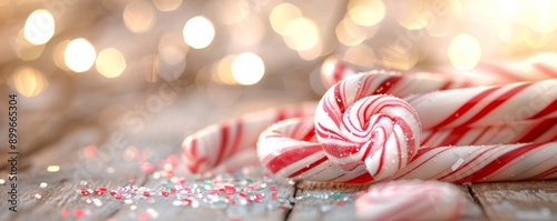 Delightful candy cane with festive sparkle, perfect for holiday and seasonal celebrations, capturing the sweetness of winter charm.