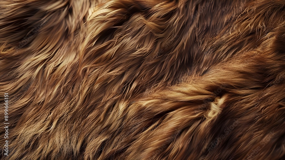 Naklejka premium Golden fur texture with a soft, flowing appearance, showcasing the luxurious and shiny quality of well-groomed fur.