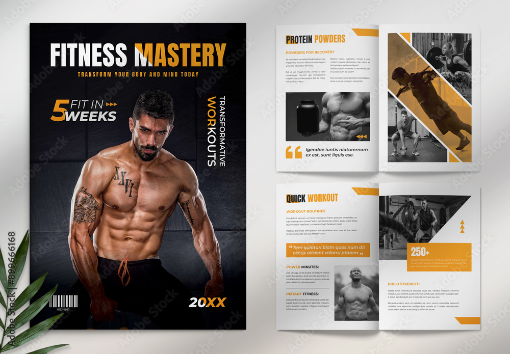 Fitness BodyBuilder Magazine Layout Stock Template | Adobe Stock