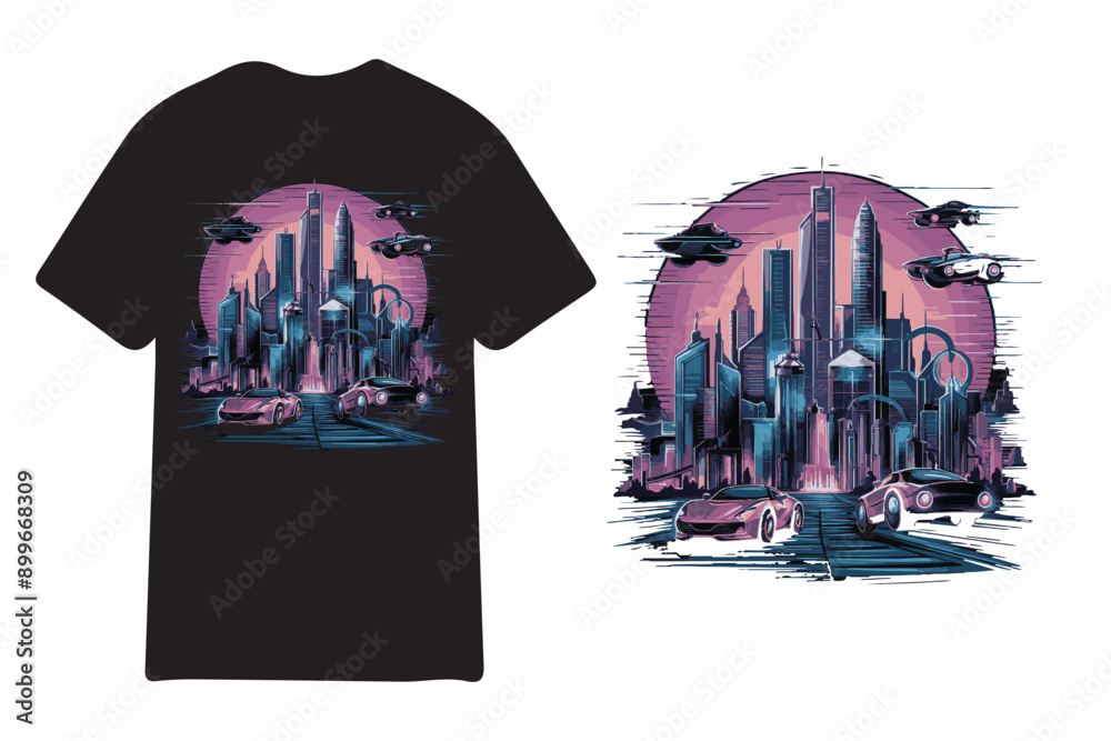 Fototapeta premium Futuristic gadgets and digital art T-Shirt Design