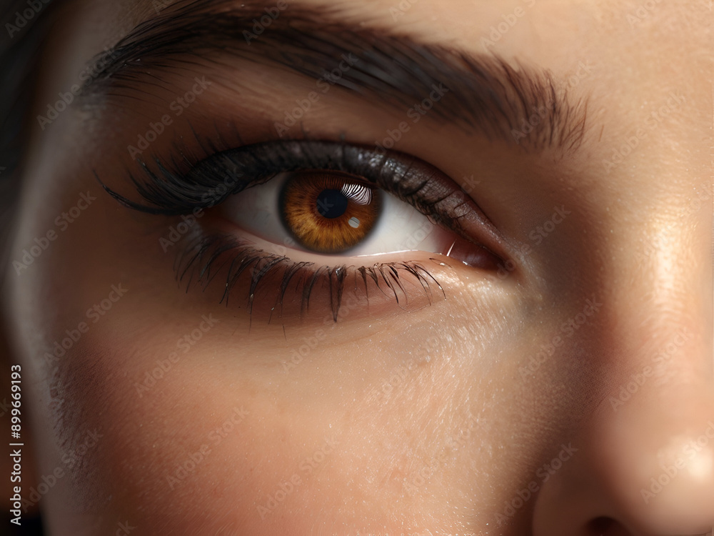Brown eyes closeup, closeup of woman face makeup Brown eyes closeup, closeup of woman face makeup