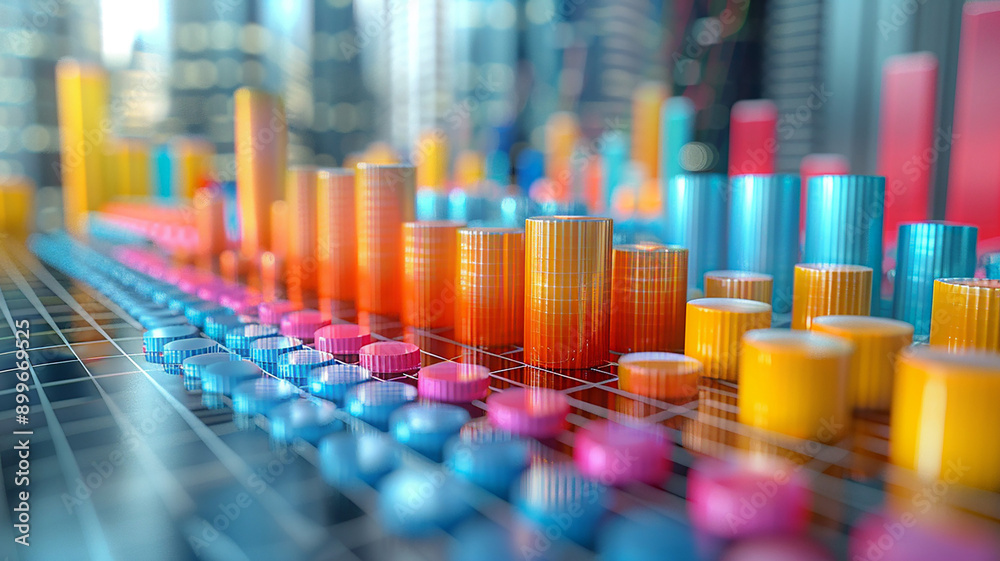 Online marketing data represented through 3D business analytics graphs, Online marketing data represented through 3D business analytics graphs,