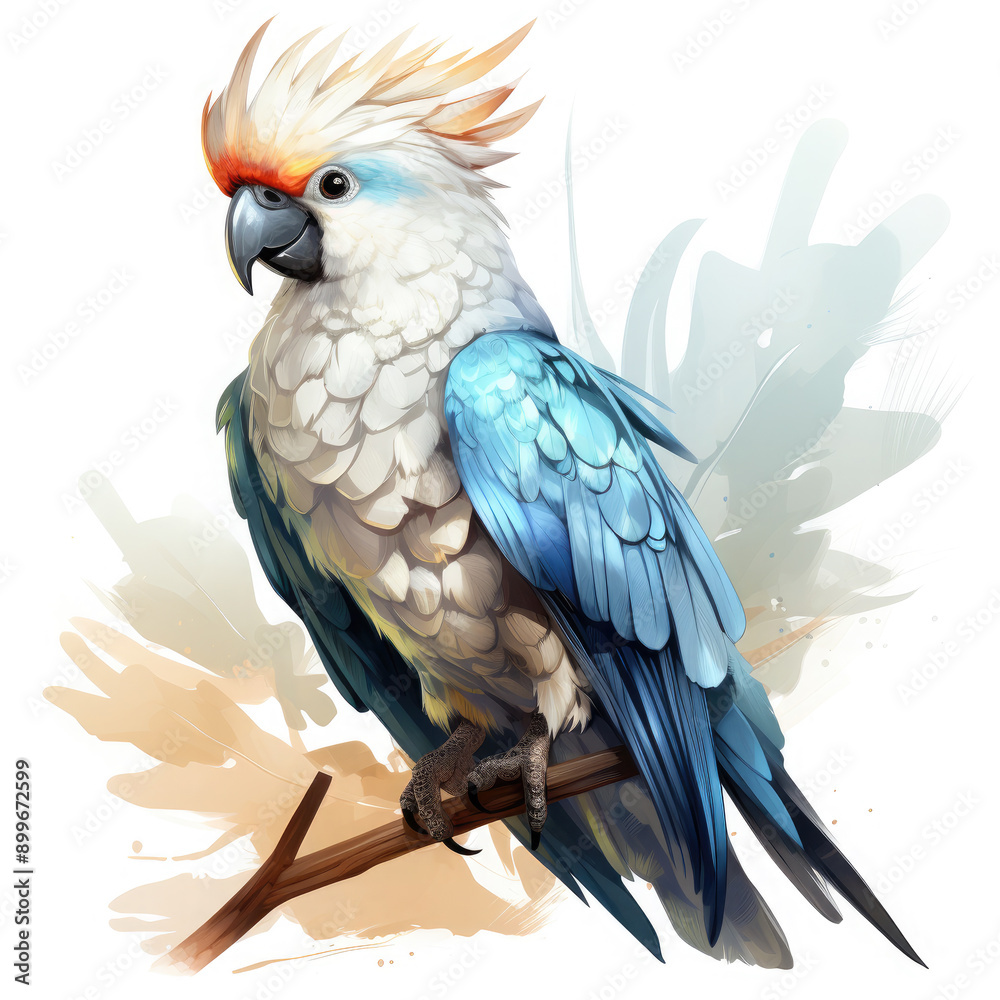 Fototapeta premium Watercolor Cockatoo, clipart Illustration, Generative Ai