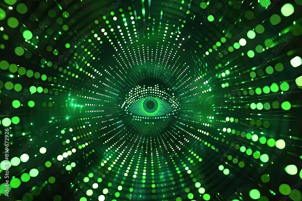Green Digital Eye in Futuristic Design Green Digital Eye in Futuristic Design