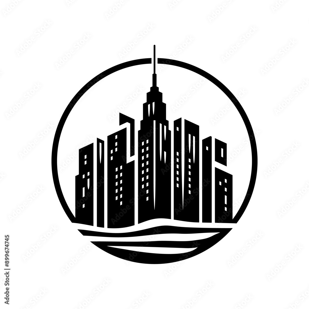 Obraz premium Dark silhouette of a major city. Towers of Manhattan.