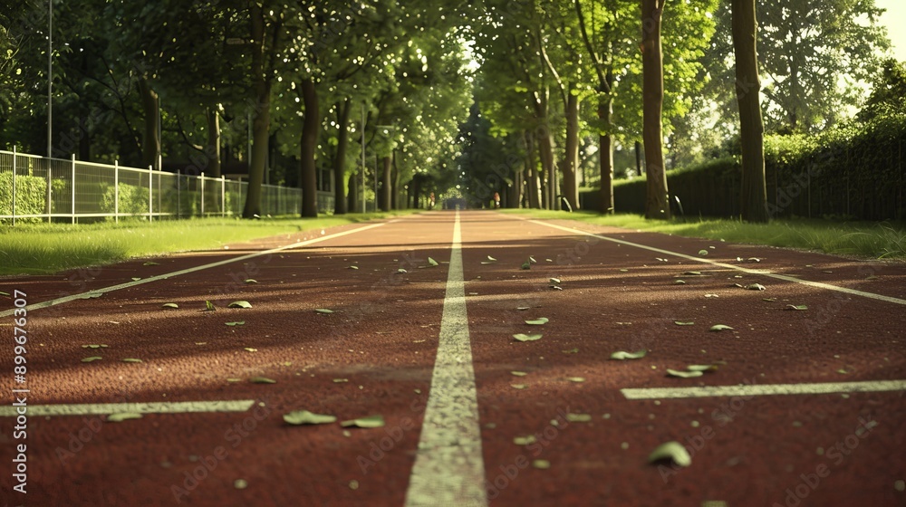 Obraz premium Realistic photo of people running on a track at the playground, active workout scene