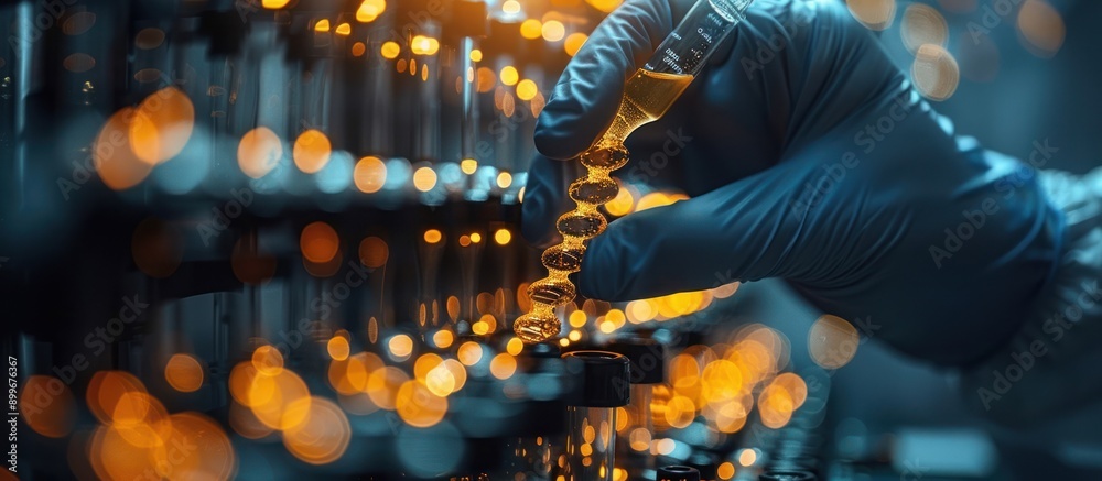 Scientist Holding a Vial of Liquid in a Laboratory Scientist Holding a Vial of Liquid in a Laboratory