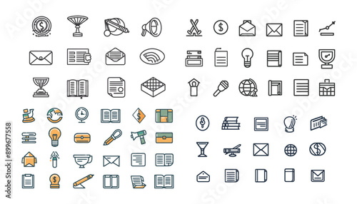 Scholarship icon collection set. Containing financial aid, tuition assistance, grant, fellowship, award, bursary, stipend icon, modern concepts, web, and apps.Simple flat vector illustration. 