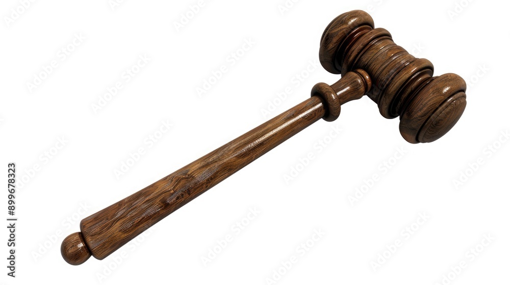 Realistic 3D render of a court gavel, justice wooden hammer for auction, isolated on white background, detailed and lifelike Realistic 3D render of a court gavel, justice wooden hammer for auction, isolated on white background, detailed and lifelike