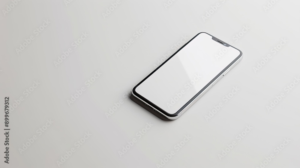 Stylish white and gray phone on a pure white background, perfect for showcasing tech and modern aesthetics Stylish white and gray phone on a pure white background, perfect for showcasing tech and modern aesthetics