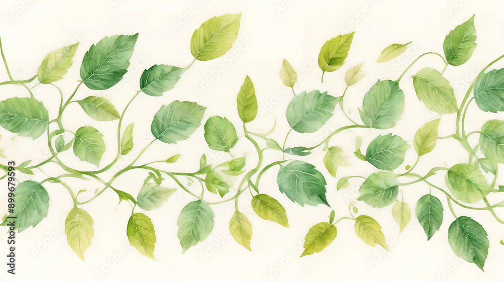 an intricate hand painted frame of leaves, vines and forest foliage painted in watercolor an intricate hand painted frame of leaves, vines and forest foliage painted in watercolor
