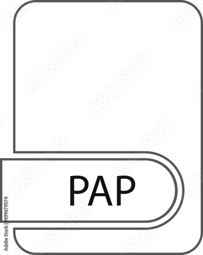 PAP File format icon black outline and light color text