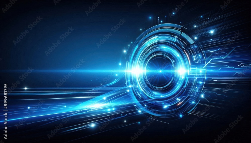 abstract blue background with energy circle on right side abstract blue background with energy circle on right side