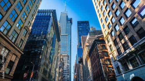 Wallpaper Mural A contemporary city center featuring a mix of old and new architecture, with historic buildings nestled among modern skyscrapers. Torontodigital.ca