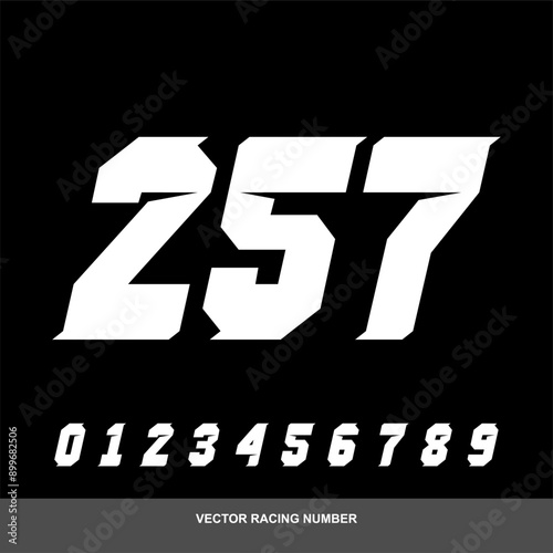 set of racing start race number sport vector illustration