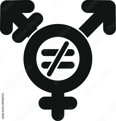 Black gender inequality symbol representing the disparity and unequal rights between genders