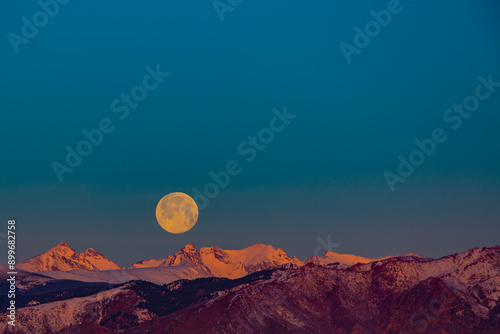 Moonset over Colorado Rockies