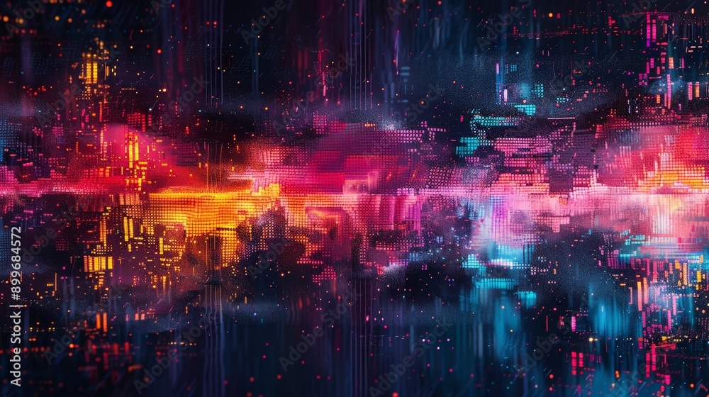Abstract digital glitch background with pixelated patterns and vibrant colors Abstract digital glitch background with pixelated patterns and vibrant colors