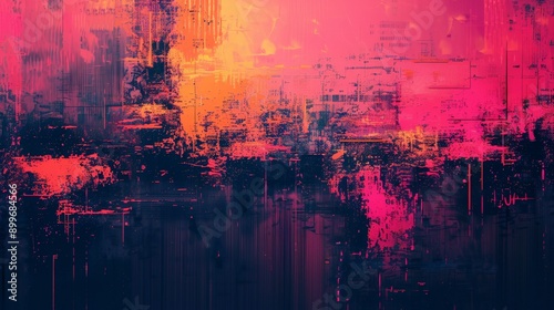 Abstract digital glitch background with pixelated patterns and vibrant colors