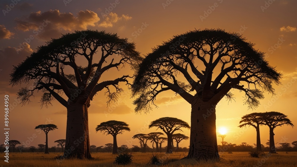 Majestic Baobab Trees at Sunset Majestic Baobab Trees at Sunset