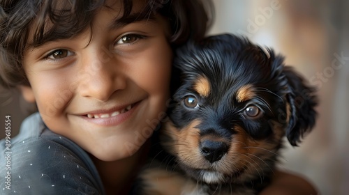 Boy s Joyful Playtime with Beloved Puppy Capturing the Essence of Friendship and Innocence