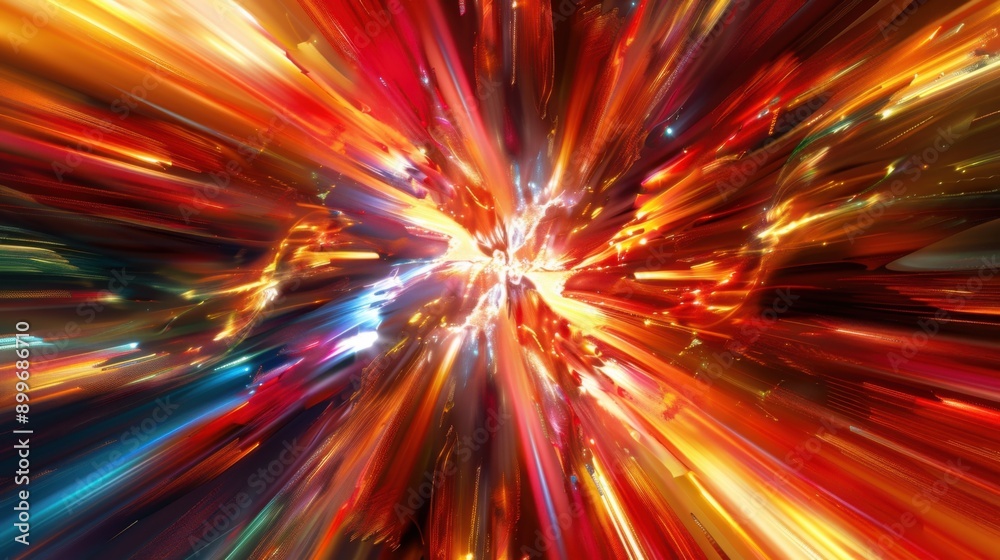Fototapeta premium Vibrant Digital Energy Burst - Abstract Composition in Dynamic Bright Colors